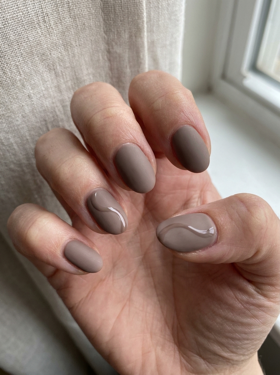 Matte Nägel mit Glossy Swirls als Matte Nägel Ideen Inspiration 2026